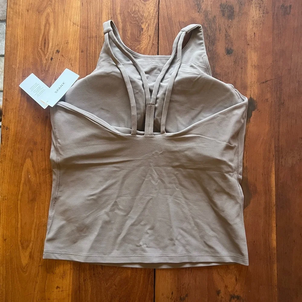 NWT, SPANX—SpanxSmooth OnForm High Neck Shelf Tank Lined Women's Top in Smoke—M - Picture 7 of 12